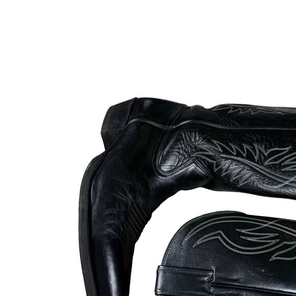 Vintage Chippewa Leather Embroidered Western Cowboy Black Boots Men's 11 D - Picture 9 of 14